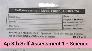 💯real Ap 8th class Self Assessment 1 Science model paper and answers 2024|💯Ap 8th fa1 science paper