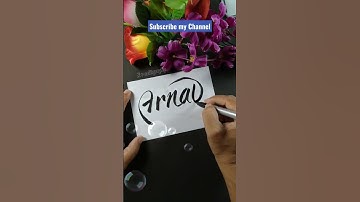 Arnav name Calligraphy with black colour #shorts #nvcalligraphy #calligraphy #lettering #arnav