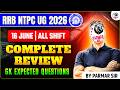 RRB NTPC UG 2026 | 16 JUNE (ALL SHIFTS) GK PAPER REVIEW | MOST EXPECTED QUESTIONS BY PARMAR SIR