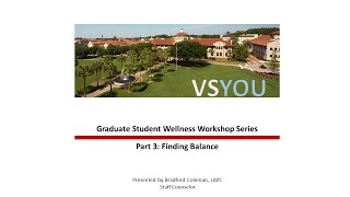 Celebrity Finding Balance: Graduate Wellness Workshop Series Part 3 Profile
