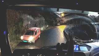 Narrow roads in Røtinga, Norway - Mercedes Actros 1845LS
