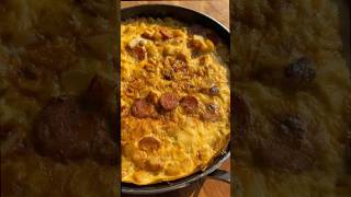 Dinner is sorted with this 1 pan, 30 minute & 5 ingredient chorizo potato tortillaš„ #dinner #shorts
Chorizo & potato tortilla
Serves 4 | Prep 10 mins | Cooking 20 mins
500g washed potatoes, cut into 1cm cubes
2 chorizo sausages, thinly sliced
250g Coles Frozen Chopped Onion, thawed
8 eggs, whisked
350g pkt Coles Kitchen Green Goddess Salad Kit
1. Spray a large frying pan with olive oil spray and place over medium heat. Cook potato, stirring, adding 2 tbs water halfway through, for 5-6 mins or until potato softens. Add the chorizo and onion and cook, stirring, for 4-5 mins or until chorizo is golden. Season.
2. Preheat grill on high. Pour the egg over the potato mixture in the pan. Reduce heat to medium-low and cook for 2-3 mins or until the base is set and golden brown. Cook under the grill for 2-3 mins or until the top is golden and egg is set.
3. Cut the tortilla into quarters and divide among serving plates. Serve with the salad. Dinner is sorted with this 1 pan, 30 minute & 5 ingredient chorizo potato tortillaš„ #dinner #shorts