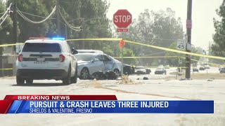 3 hospitalized after speed chase crash in Fresno