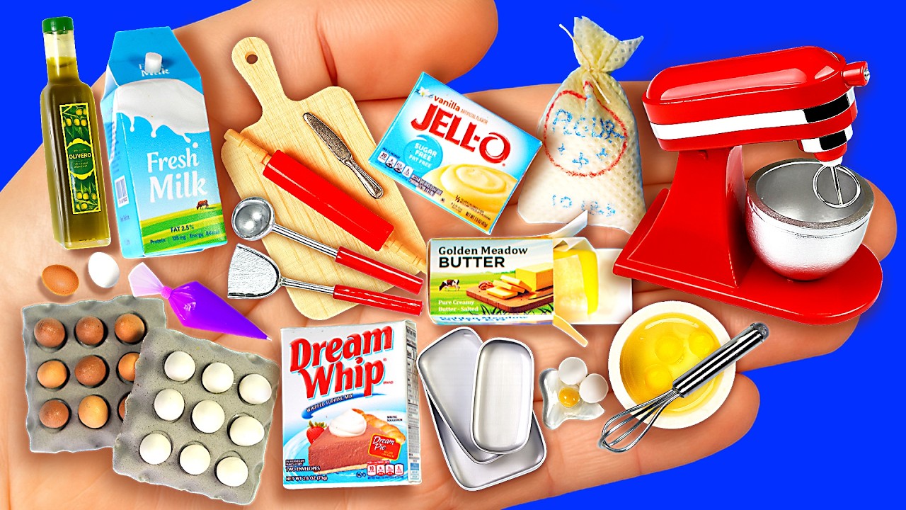 DIY How to make Mini Kitchen Things for Dolls, Miniature Crafts, Baking Items, Mini Kitchenaid Mixer
