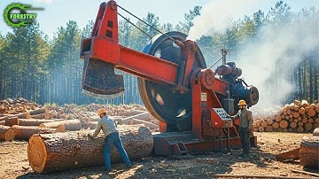 Snelste grootste brandhoutverwerkingsmachine | Gevaarlijke grote kettingzaag voor het zagen van b...