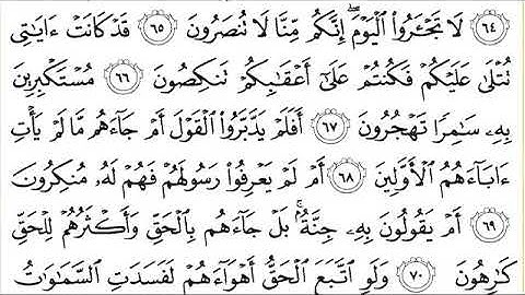 سورة المؤمنون للقاري الشيخ عبدالرحمن السديس مكتوبه