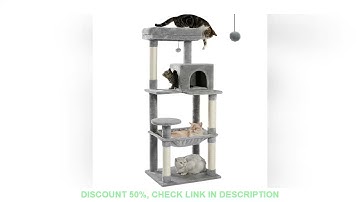 Cat Tree for Indoor Cats 5-Level Cat Tower for Large Cats with Large Hammock Sisal Covered Scratchin