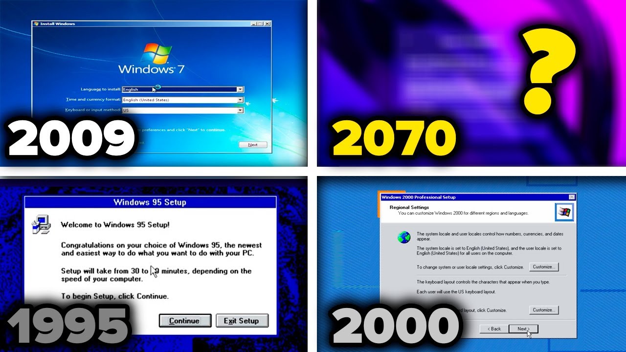 Эволюция установщиков Windows (1995–2070)