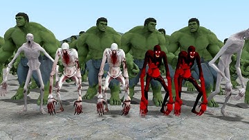 100 SCP-096 VS 100 HULK!! Garrys Mod Sandbox