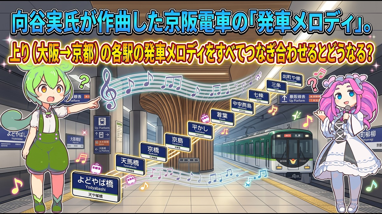 向谷実氏が作曲した京阪電車の「発車メロディ」。上り（大阪→京都）の