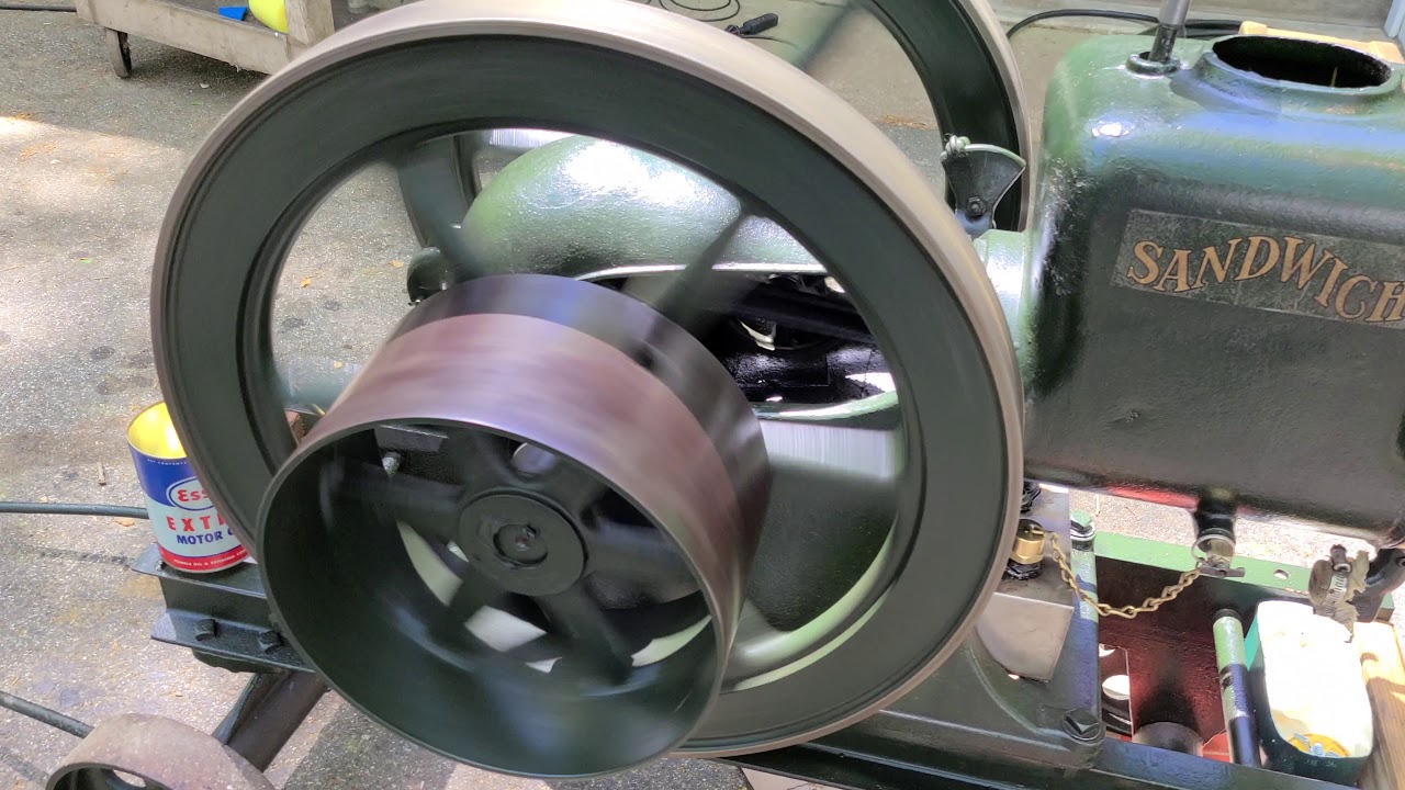 Sandwich 3hp hit and miss engine out for a run YouTube