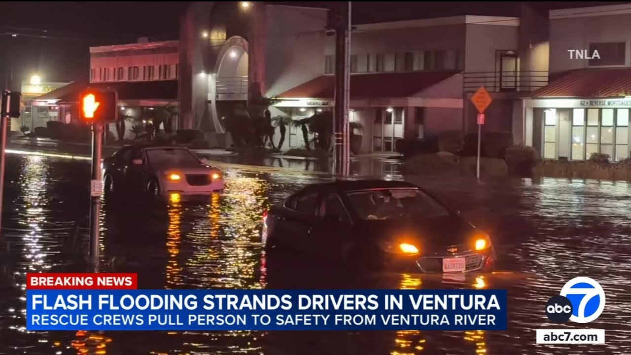 Flash flooding strands drivers in Ventura during Christmas day storm ...