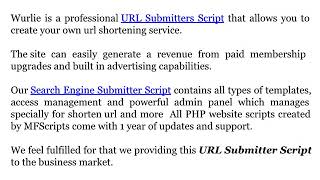 URL Submitters Script, URL Submitters PHP Scripts, Search Engine Submitter Script