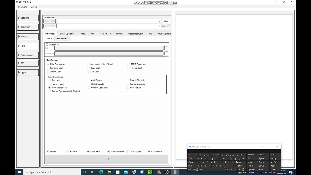 Samsung A107f u8 frp unlock by Eft pro