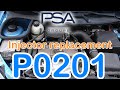 PSA Injector and rail replacement 1.1 / 1.4 Citroen Peugeot, C2, C3, 206, 207 P0201 OBD fault fix