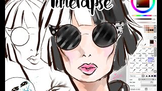Timelapse » Fashion Illustration: My version of Cruella with a cat-like eye wear