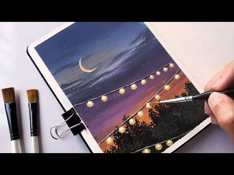 Gouache painting /Easy painting for beginners/ Step by step Tutorial