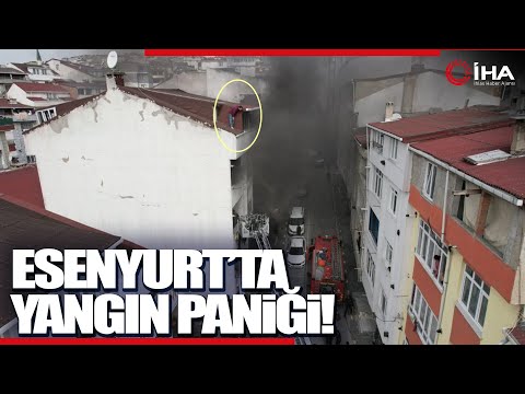 Esenyurt'ta Bir Vatandaş Yangından Kaçıp Çatı Katında Kurtarılmayı Bekledi