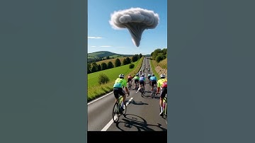 Sau vài giây vòi rồng xuất hiện, đoàn đua mất hút trên đường