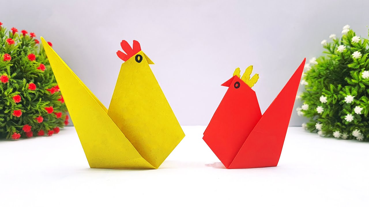 How To Make A Hen Using Color Paper | Origami Paper Animal | Easy Craft ...