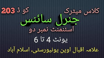 General Science I/level: Matric/ Course Code 203/ Solved  Assignment No.2 Spring 2025 /AIOU