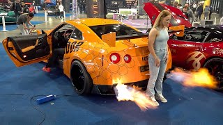 Supercars Revving at Car Show  LOUD SVJ, GTR R35 Catches FIRE, Regera, Top Secret Supra