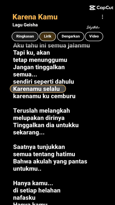lirik lagu Dj karena kamu #nyanyibareng #lirikgoogle #katena #kamu #geisha #foryou #soundviral #fyp