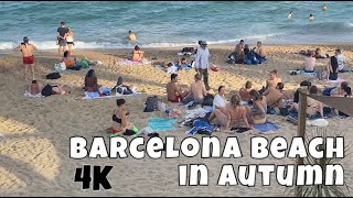 Barcelona Beach In Autumn 2021 STILL HOT  🔥🔥 4K