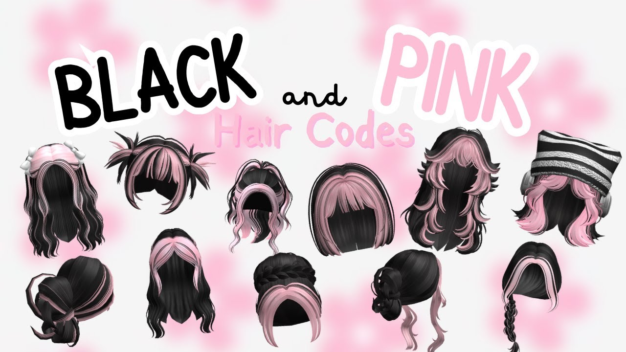 AESTHETIC TWOTONE BLACK AND PINK HAIR CODES for Brookhaven,Bloxburg