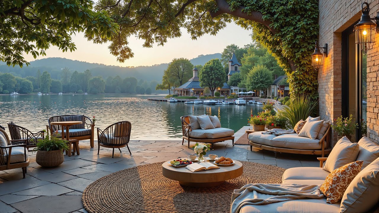 Lakeside Morning Jazz | Cozy Outdoor Lounge by the Water with Smooth Jazz for Relaxation & Calm Mood