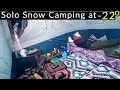 Trying hot tent snow camping in 22  solo snow camping  ridingwithpeace