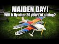 40 year old Byron Christen Eagle maiden attempt. 68" span, Quadra 52, 20lbs