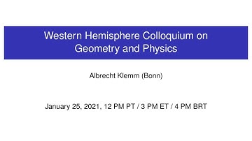WHCGP: Albrecht Klemm, "Calabi-Yau modularity and Feynman graphs"