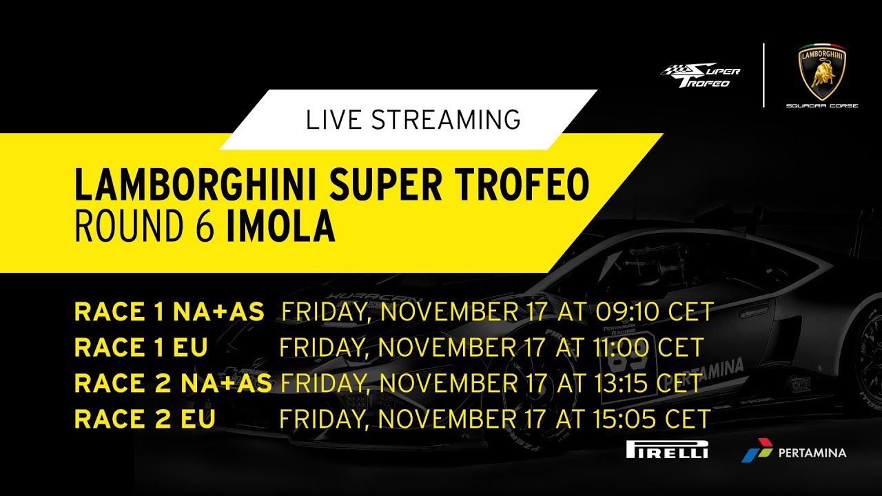Lamborghini Super Trofeo Europe 2017, Imola - Live Streaming Race 1