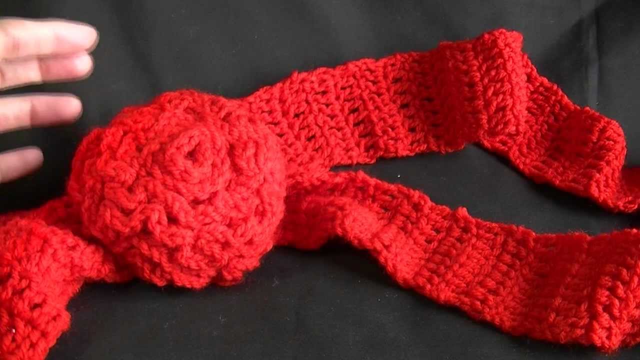 Easy Scarf with Flower Crochet Tutorial YouTube