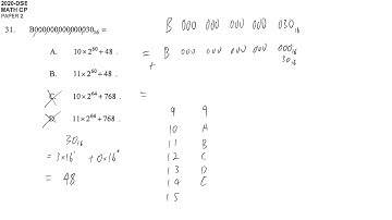 DSE maths core 2020 paper2 #31 binary decimal hexadecimal