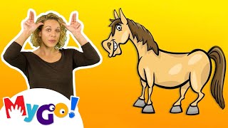 Horses Don't Stop, They Keep Going! | Blippi Songs | MyGo! Sign Language | Educational Videos