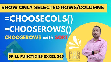 CHOOSECOLS / CHOOSEROWS Formula in Excel 365 - PRB Hindi