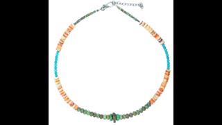 Natural Turquoise and spiny Southwestern Native Beaded Gemstone Shell Necklace