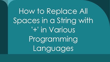 How to Replace All Spaces in a String with 