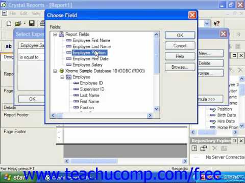 Crystal Reports Tutorial Setting Multiple Filters Business Objects Training Lesson 6.2