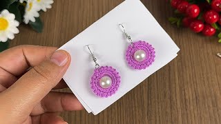 gorgeous pearl beaded knitted earrings