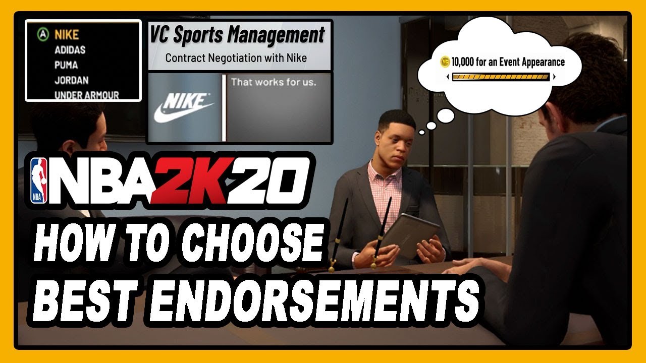 NBA 2K20 HOW TO CHOOSE BEST ENDORSEMENT 