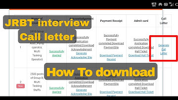 JRBT Interview Call letter how to Download