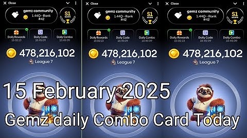 Gemz daily Combo Card Today|| Today Gemz daily Combo Card Today 15 February 2025