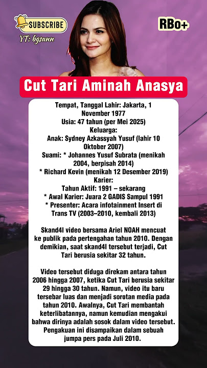BIODATA CUT TARI | ARIEL #infoseleb #selebviral #artisviral #cuttari #arielnoah #keluargaartis