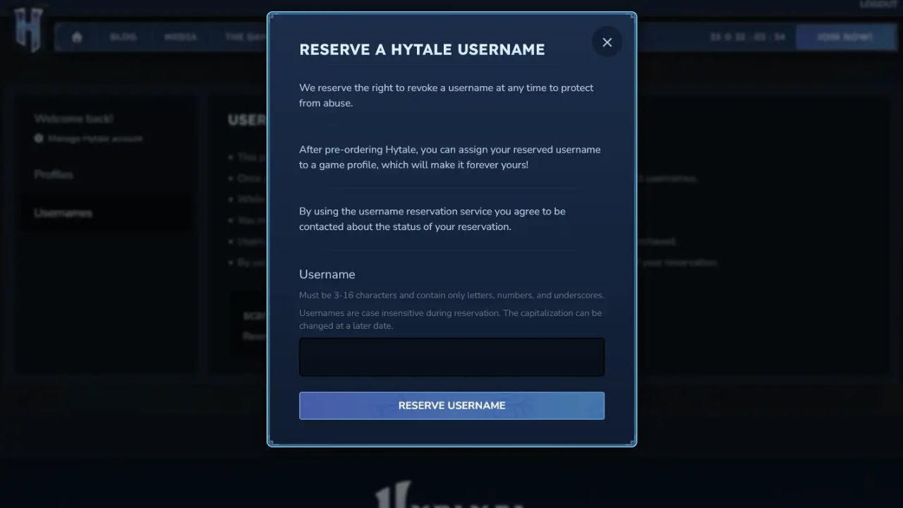 How To Reserve A Hytale Username