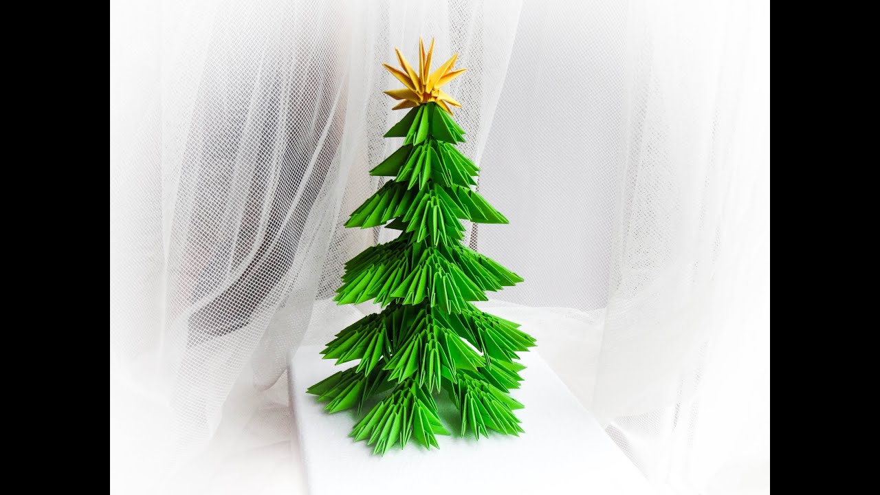 choinka origami modułowe / how to make a paper christmas tree tutorial DIY - YouTube