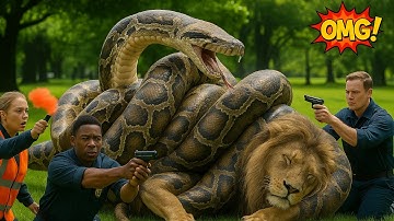 Animal Rescue: Heroic Rescue Team Confronts a Giant Python to Save a Lion