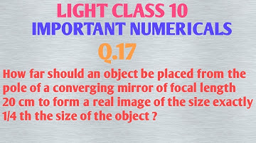 How far should an object be placed from the pole of a converging mirror of focal length 20 cm